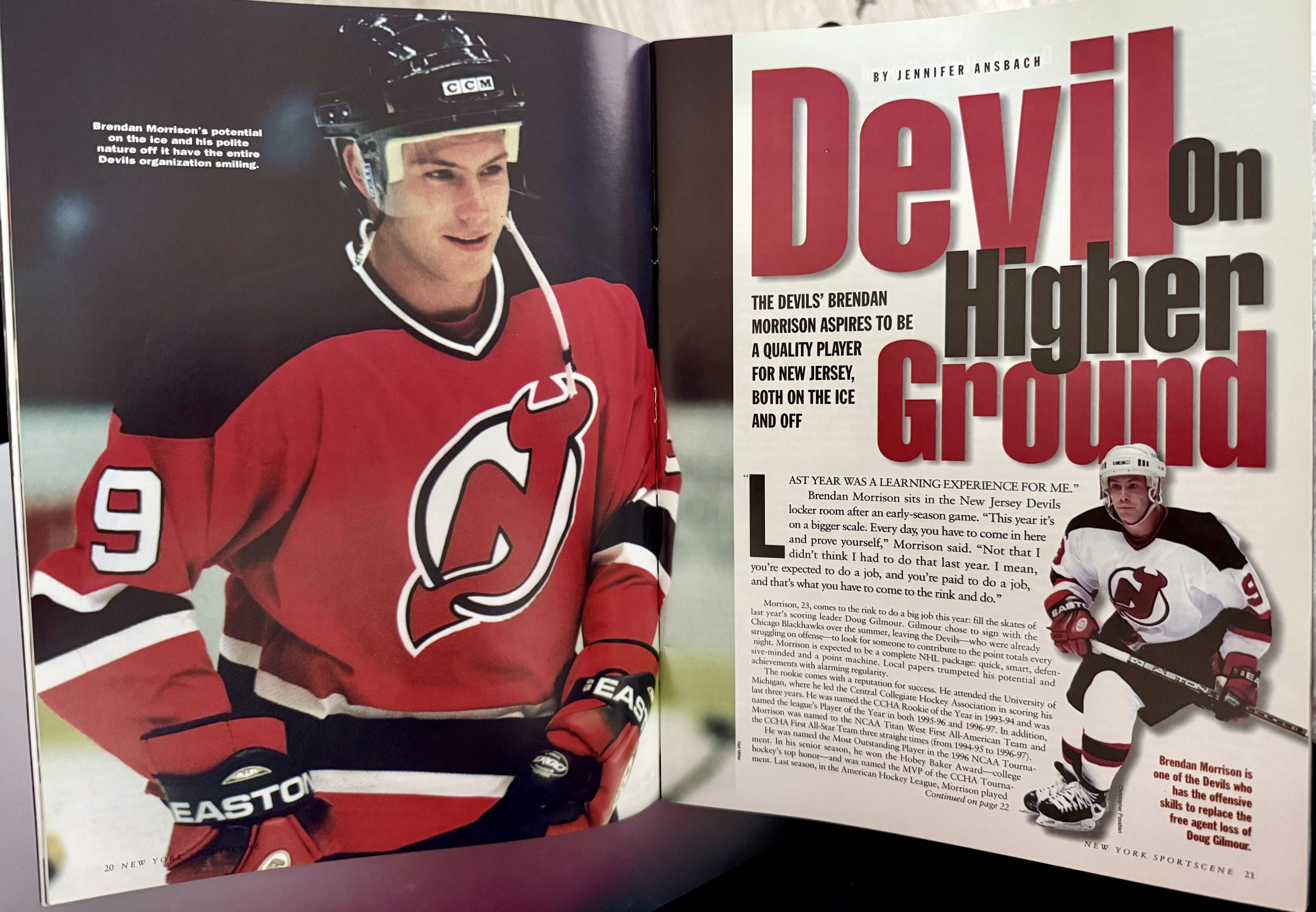 Image of NJ Devil Brendan Morrison and the text, transcripted below